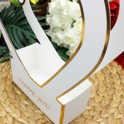 Kalpli Kağıt I Love You Çiçek Kutusu Beyaz - 3