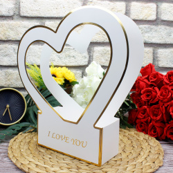 Kalpli Kağıt I Love You Çiçek Kutusu Beyaz - 2