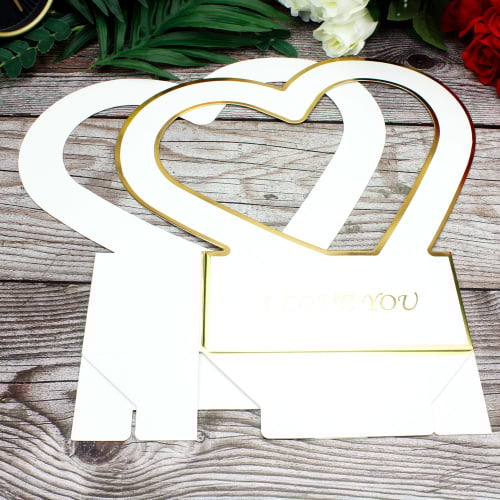 Kalpli Kağıt I Love You Çiçek Kutusu Beyaz - 4