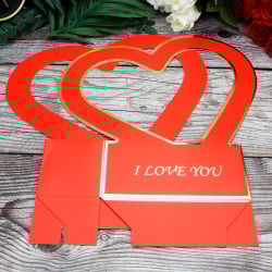 Kalpli Kağıt I Love You Çiçek Kutusu Kırmızı - 4