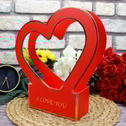 Kalpli Kağıt I Love You Çiçek Kutusu Kırmızı - 2