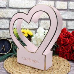 Kalpli Kağıt I Love You Çiçek Kutusu Pembe - 2