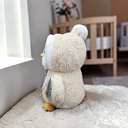  Kapüşonlu Sevimli Peluş Penguen Ekru 23 cm - 2