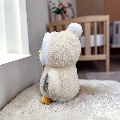  Kapüşonlu Sevimli Peluş Penguen Ekru 23 cm - Toptanalim (1)