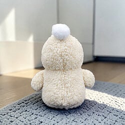  Kapüşonlu Sevimli Peluş Penguen Ekru 23 cm - 3