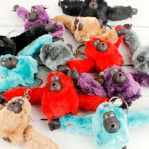 Karışık Renk Çanlı Maymun Peluş Anahtarlık 12'li Paket - 1