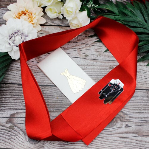 Gelin Damat Kuşağı Kırmızı Beyaz - 1