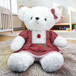 Kırmızı Elbiseli Kız Peluş Ayı 65 cm - 1
