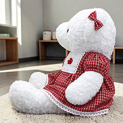 Kırmızı Elbiseli Kız Peluş Ayı 65 cm - 2