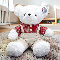 Kırmızı Gömlekli Erkek Peluş Ayı 65 cm - 1