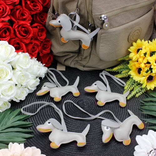 Köpek Figürlü Çanta Charm Aksesuar Gri - Kare Dekor