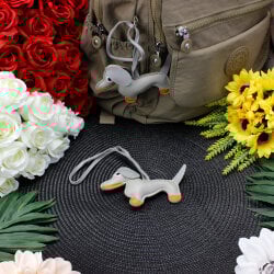 Köpek Figürlü Çanta Charm Aksesuar Gri - 2