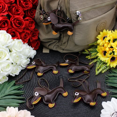 Köpek Figürlü Çanta Charm Aksesuar Kahverengi - Kare Dekor