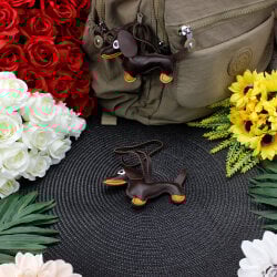 Köpek Figürlü Çanta Charm Aksesuar Kahverengi - 2