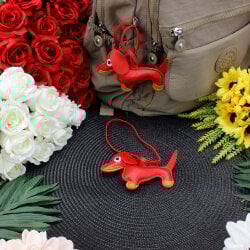 Köpek Figürlü Çanta Charm Aksesuar Kırmızı - 2