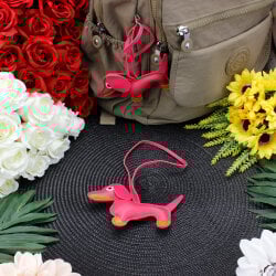 Köpek Figürlü Çanta Charm Aksesuar Koyu Pembe - 2