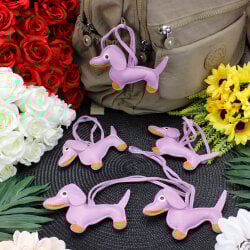 Köpek Figürlü Çanta Charm Aksesuar Lila - 1