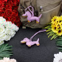 Köpek Figürlü Çanta Charm Aksesuar Lila - 2