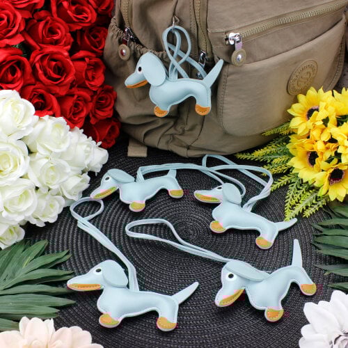 Köpek Figürlü Çanta Charm Aksesuar Mavi - Kare Dekor