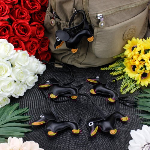 Köpek Figürlü Çanta Charm Aksesuar Siyah - Kare Dekor