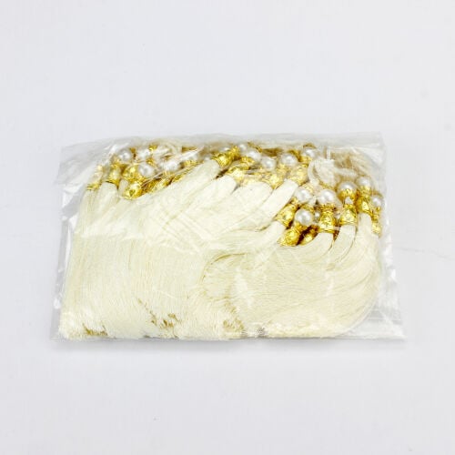 Krem Gold Kapaklı İncili Püskül 12 CM - 2
