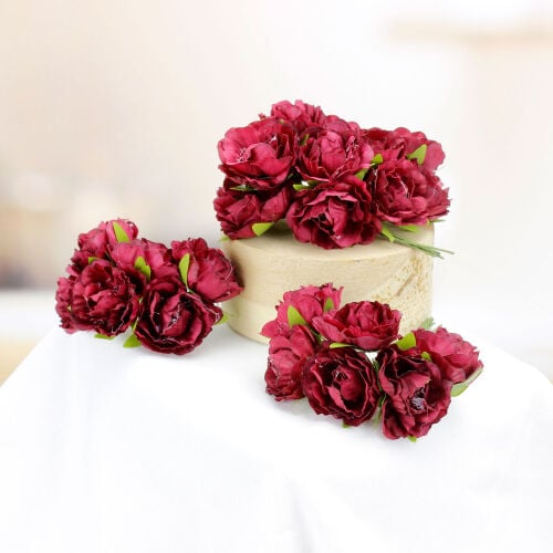 Kumaş Gül Bordo 48'Li Paket 3x10CM - Kare Dekor