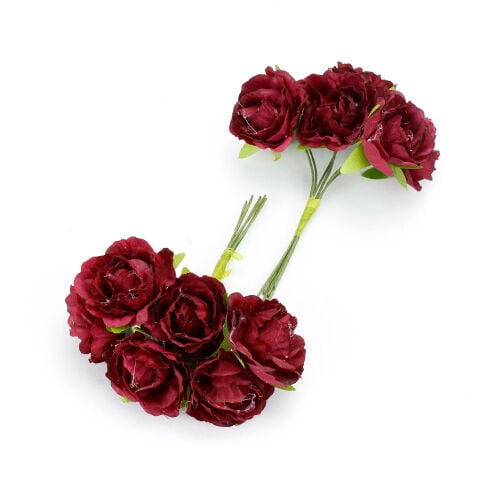 Kumaş Gül Bordo 48'Li Paket 3x10CM - Kare Dekor (1)