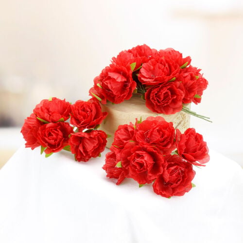 Kumaş Gül Kırmızı 48'Li Paket 3x10CM - Kare Dekor
