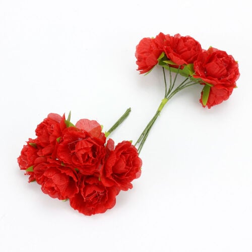 Kumaş Gül Kırmızı 48'Li Paket 3x10CM - Kare Dekor (1)