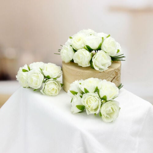 Kumaş Gül Krem 48'Li Paket 3x10CM - Kare Dekor
