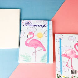 Lastikli Çizgisiz Sert Kapak Flamingo Defter 80 Yaprak 14*20CM - 1