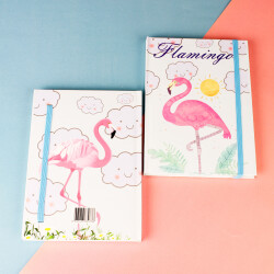 Lastikli Çizgisiz Sert Kapak Flamingo Defter 80 Yaprak 14*20CM - 2