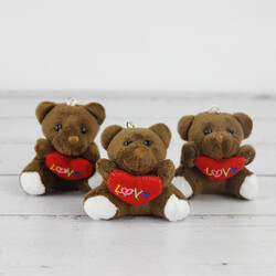 Love Peluş Ayıcık Anahtarlık Koyu Kahve 12''li Paket - 1