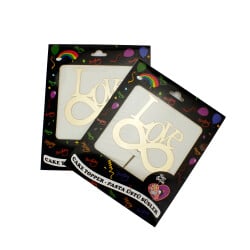 Love Yazılı Pasta Süsü Gold Renk - 3