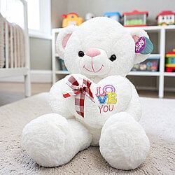 Love You Kalpli Peluş Ayı Beyaz 60 cm - 1