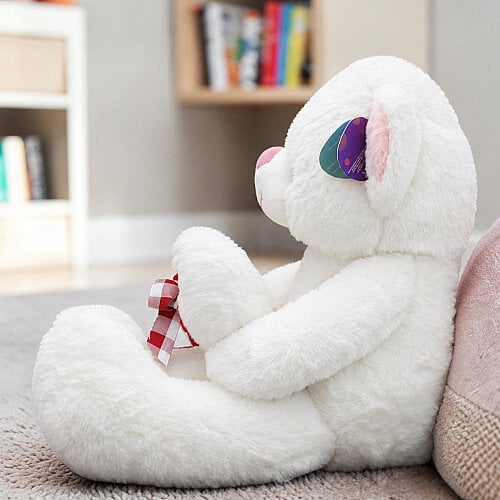 Love You Kalpli Peluş Ayı Beyaz 60 cm - Toptanalim (1)