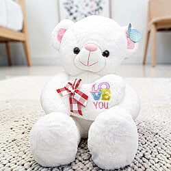 Love You Kalpli Peluş Ayı Beyaz 75 cm - 1
