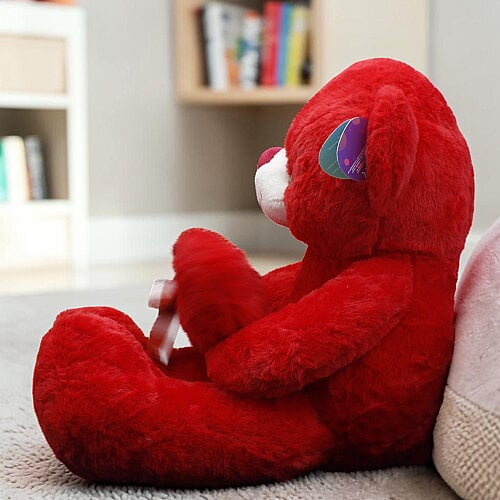 Love You Kalpli Peluş Ayı Kırmızı 60 cm - Toptanalim (1)
