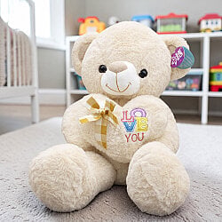 Love You Kalpli Peluş Ayı Krem 60 cm - 1
