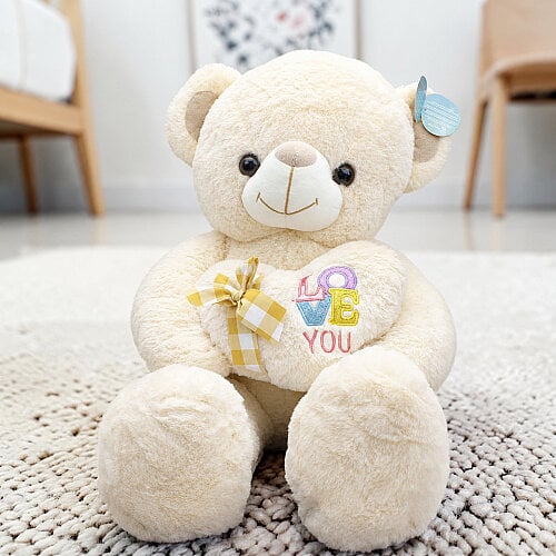 Love You Kalpli Peluş Ayı Krem 75 cm - Toptanalim
