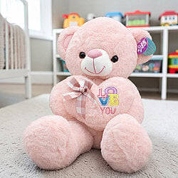 Love You Kalpli Peluş Ayı Pudra 60 cm - 1