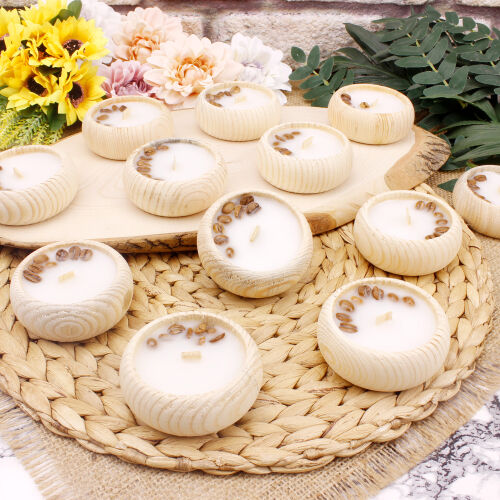 Lüks Ahşap Kahveli Mum 12'li Paket - 1