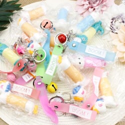 Lüks Çanlı Bileklikli Renkli Hayvanlı Anahtarlık 12'li Paket - 5