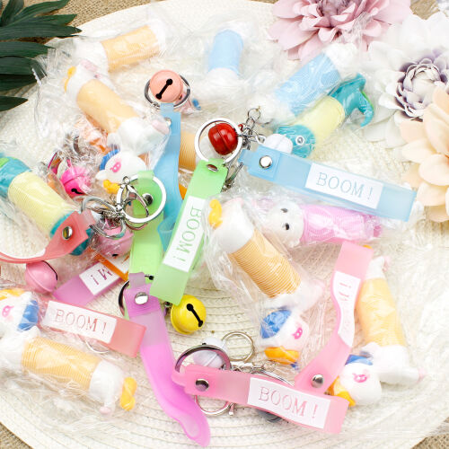 Lüks Çanlı Bileklikli Renkli Hayvanlı Anahtarlık 12'li Paket - 5