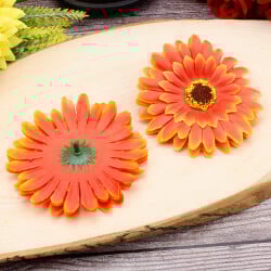Lüks Kumaş Gerbera Kafa 10CM 50'li Paket Turuncu - 2