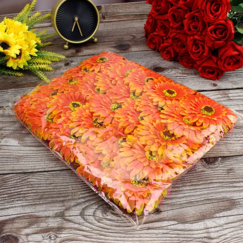 Lüks Kumaş Gerbera Kafa 10CM 50'li Paket Turuncu - 3