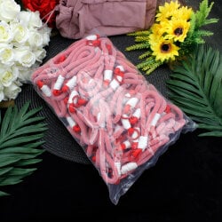 Lüx Çanta Charm Anahtarlık Aksesuar İp Pembe  - 3