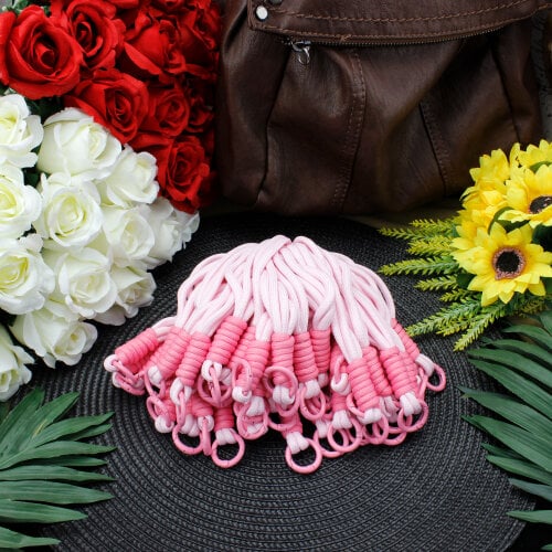 Lüx Çanta Charm Anahtarlık Aksesuar İp Pembe - 2