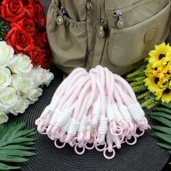 Lüx Çanta Charm Anahtarlık Aksesuar İp Soft Pembe  - 2