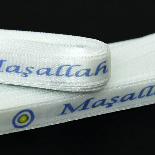 Maşallah Baskılı 1 Cm Saten Kurdele - 2